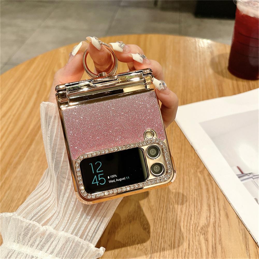 Для Samsung ZFlip5 Роскошный Блестящий Чехол-подставка с Градиентом для Samsung Galaxy Z Flip 6 5 4 3 Flip4 Алмазное Кольцо Держатель Подставка Чехол