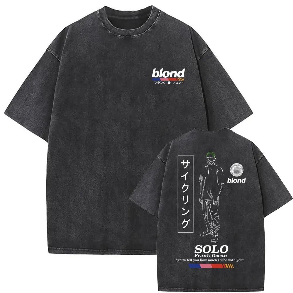 Hot Sale Rapper Frank Blond Poster Print Tshirt Men Women Vintage Washed Cotton Summer Tee Harajuku Fashion Oversize Casual Top