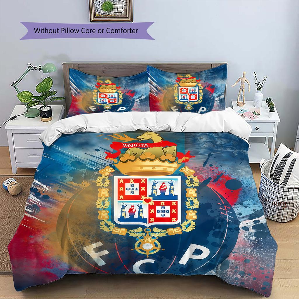 Futebol Clube do Porto Pattern Bedding Quilt Set Home Decoration Gift (1 * duvet cover + 2 * pillowcase without core)
