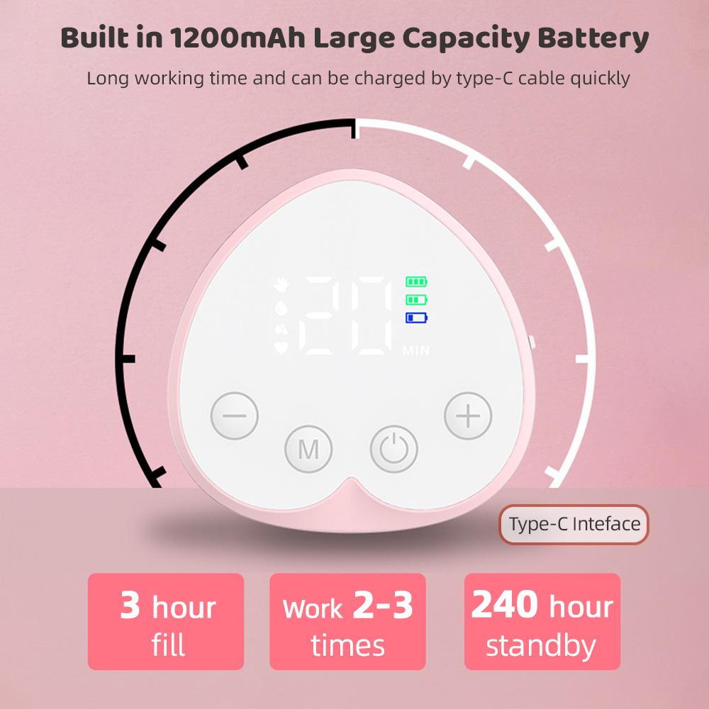 Переносной молокоотсос Электрический молокоотсос без помощи рук для грудного вскармливания 4 режима 12 Низкий уровень всасывания