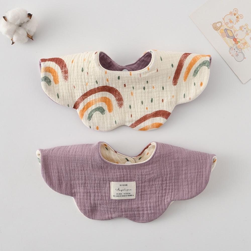 Pure Cotton Gauze Baby Feeding Bib Breathable Petal Bib Cute Drool Bib  For Kids