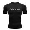 Letter Print Short Sleeve Compression Shirts for Men Athletic Quick Dry Tees Tshirt Christian Gym Workout Running Undershirts