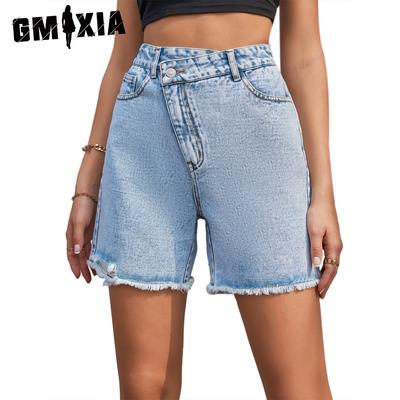 Женские весенне-летние модные мешковатые джинсовые шорты с высокой талией для похудения