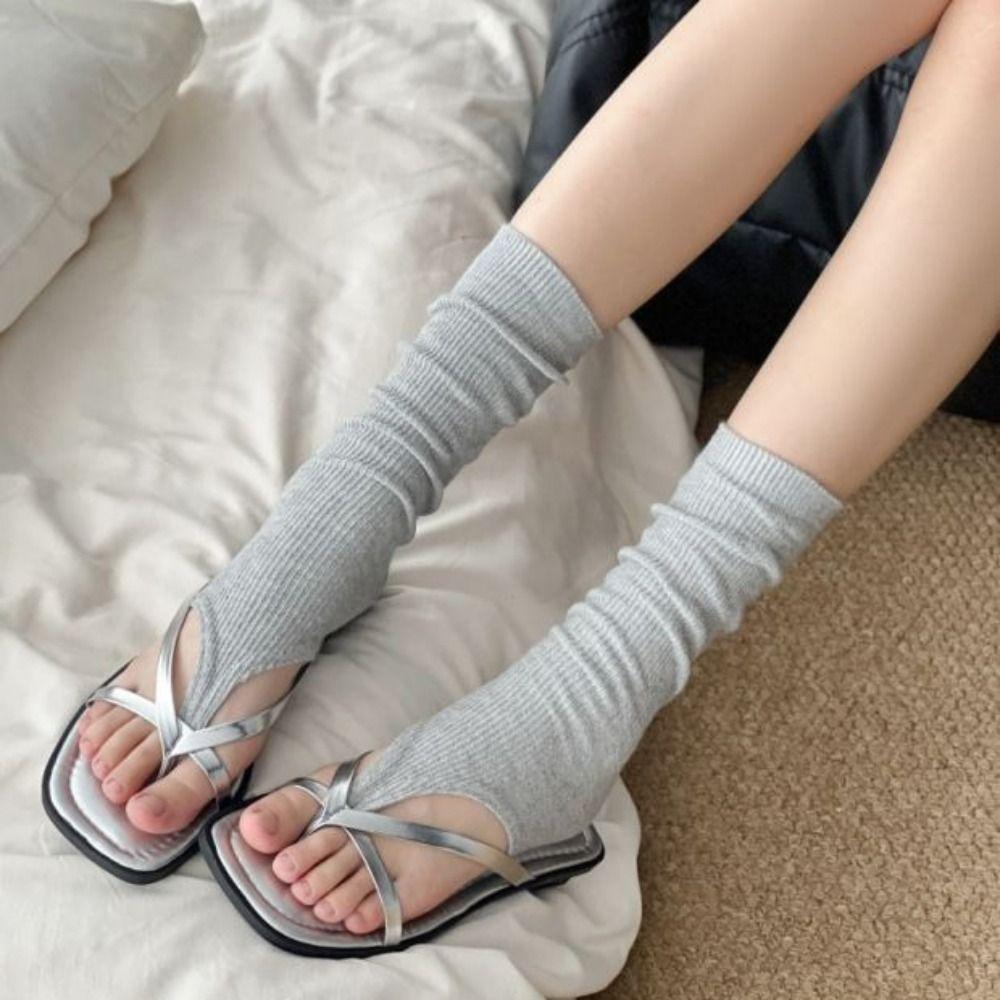 Half Foot Open Toe Socks Slouch Style Thin Transparent Socks Slimming Loose Socks Flip Flops