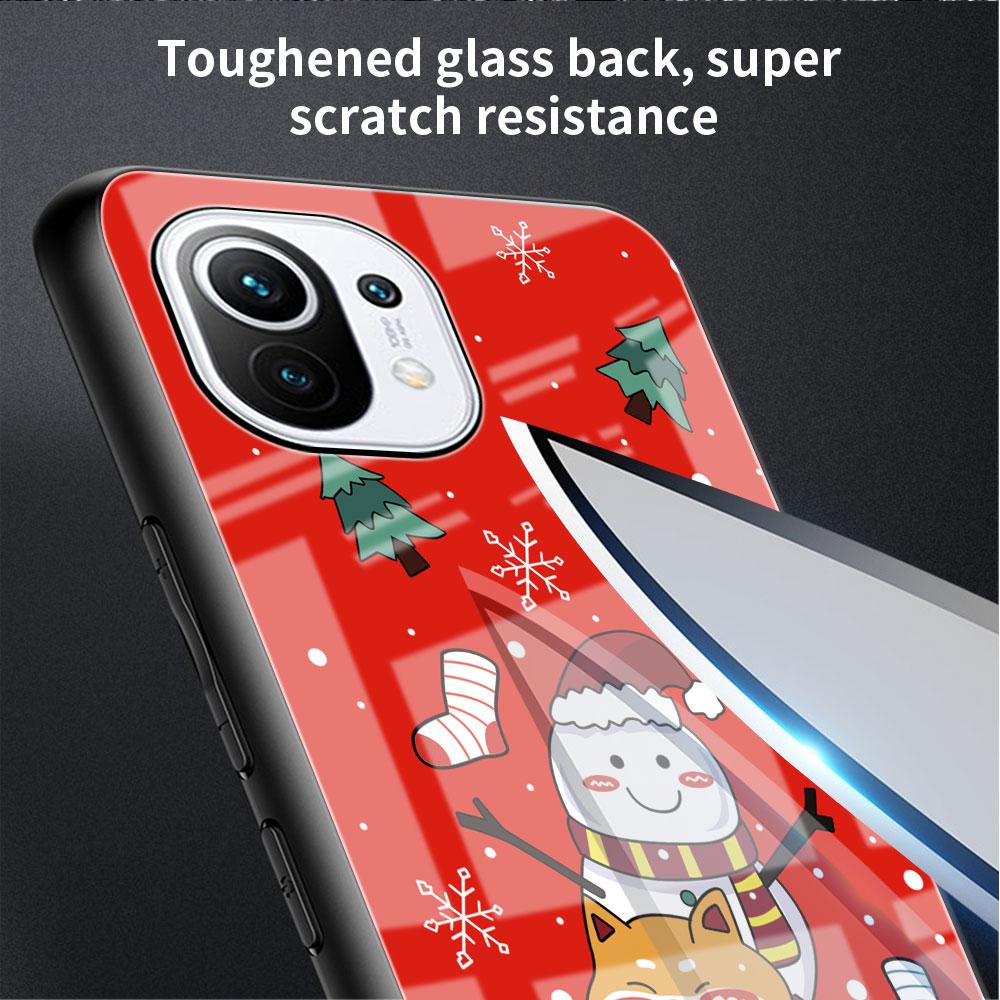 Стеклянный чехол для Xiaomi Poco X3 NFC 11 Lite 11T F3 M3 для Redmi Note 11 10 9 8 Pro 10S 9S 9A 9C Чехол для телефона Snow Merry Christmas