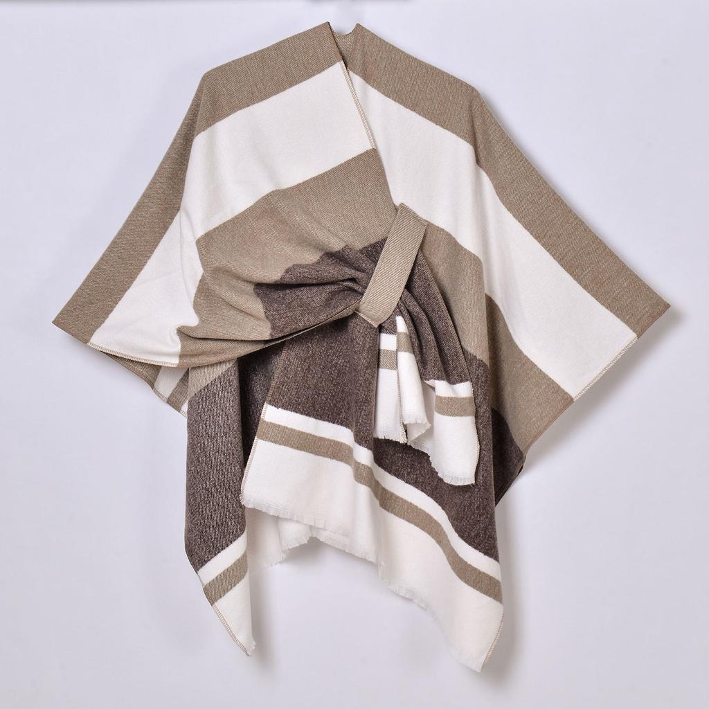 Женская весенне-зимняя повязка в полоску, теплая накидка, шарф, шаль из искусственного кашемира