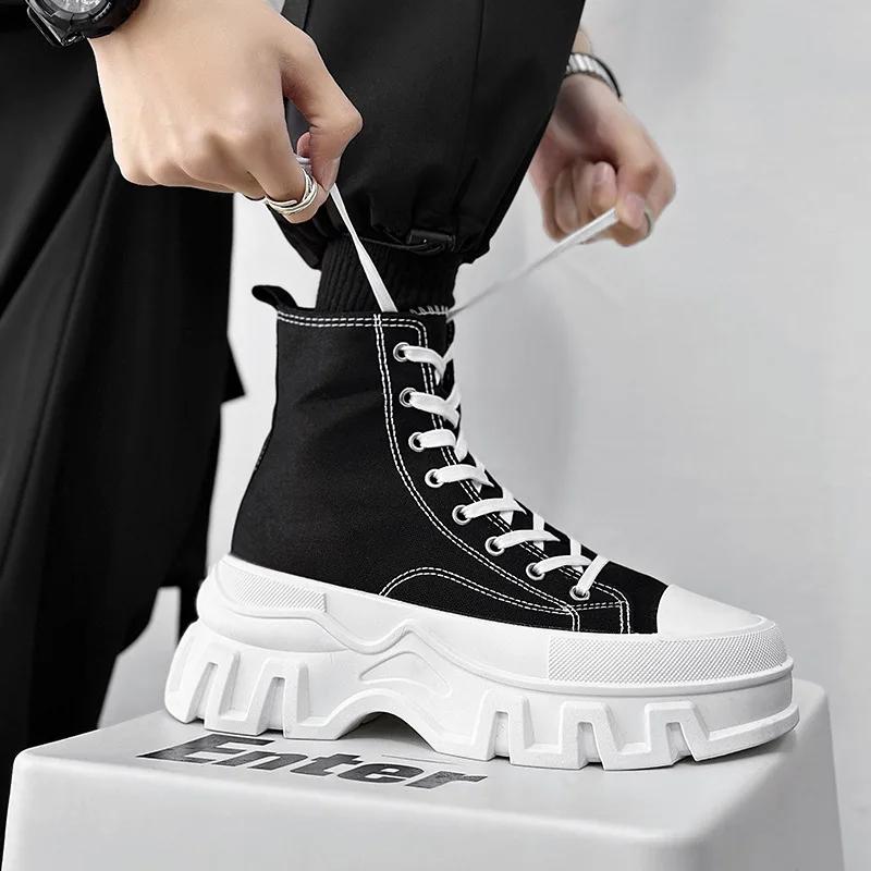 2024 Latest Men's Luxury Fashion Trendy Sports Skateboarding Shoes with High Lift Thick Bottom and Casual Canvas Shoes Sneakers