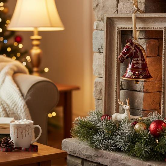 2025 Ручная работа Лошадь Колокольчик Украшение Красный Металл Рождественское Украшение Памятный Подарок для Любителей Конного Спорта