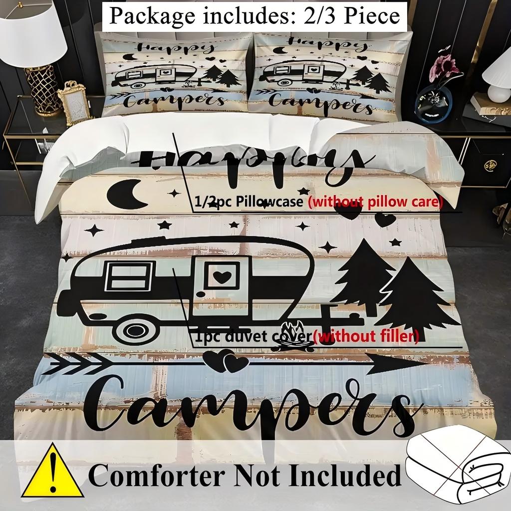 Digital Printing Outdoor Camping Theme Pattern Bedding Cover Pillowcase Luxury Home Textiles Cartoon Car Camp Duvet Cover Sets
