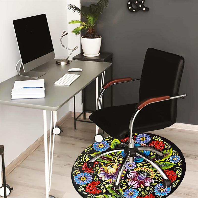1pc Office Carpet Chair Mats Colorful Floral Mandala Design Perfect for Decorating Office Chairs, Living Rooms, Or Bedrooms