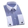 Men Shirt Formal Business Style Turn-down Collar Single-breasted Long Sleeve Soft Breathable Solid Color Loose French Style Cufflink Men Office Top