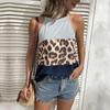 Women's Summer Spliced Sleeveless Halter Neck Leopard Pattern Tank Top  All Match Blouses