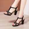 8см/10см/13см Женские сандалии на платформе из микрофибры на массивном каблуке, элегантные, женские, сексуальные туфли на высоком каблуке, женская летняя обувь для платья