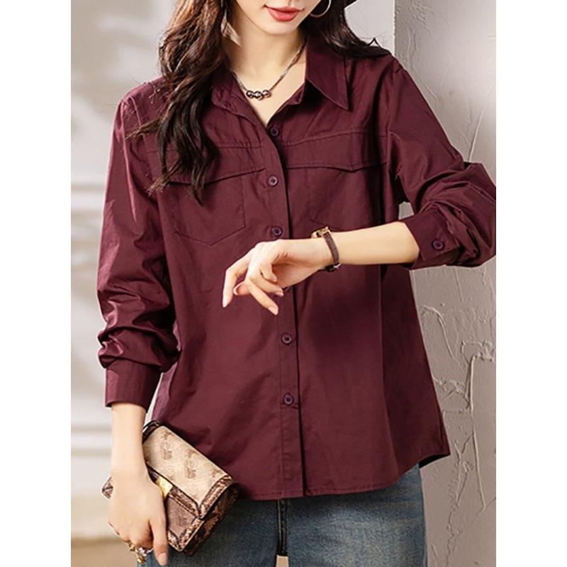 Cotton and Women's Outfits Are Fashionable This Year's Popular Tops Small Shirts Long-sleeved Shirts