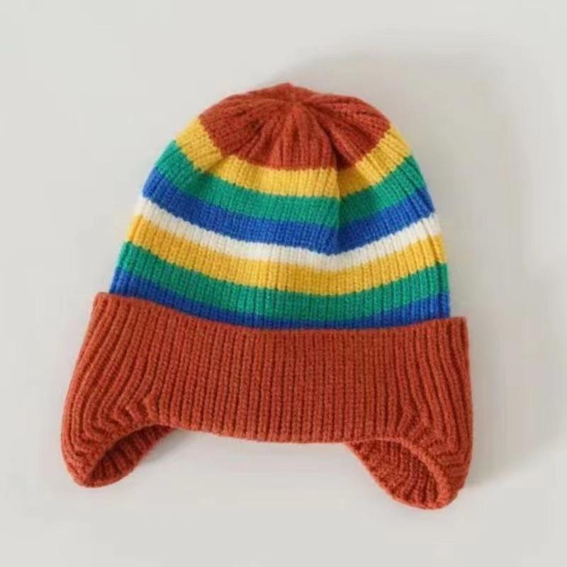 Autumn and Winter Thick Thread Knitted Hat New Cute Bear Boys and Girls Winter Plush Wool Hat Ear Protection Children's Hat