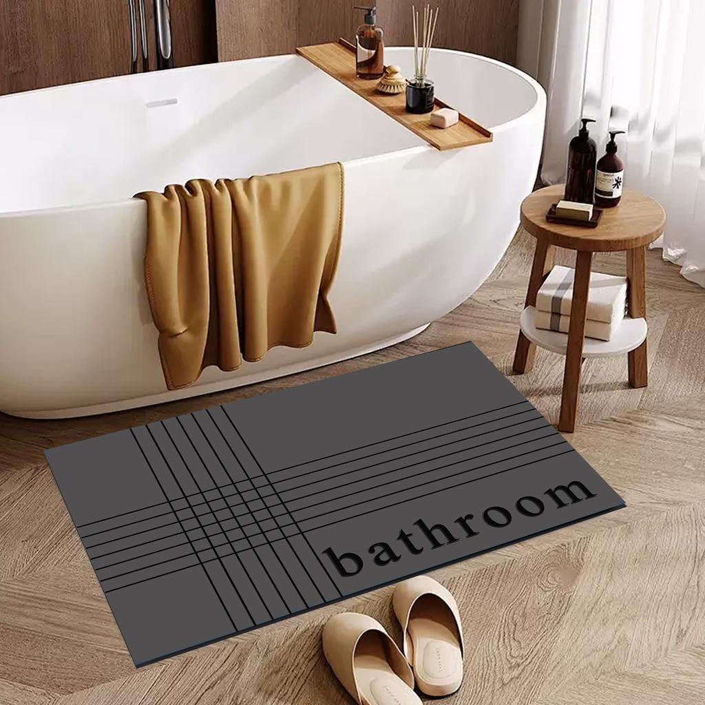 Dark Grey and Grey Soft Absorbent Bath Rug 3d Printing Anti-slip Absorbent Bathroom Rug Geometry Bath Rug Mat