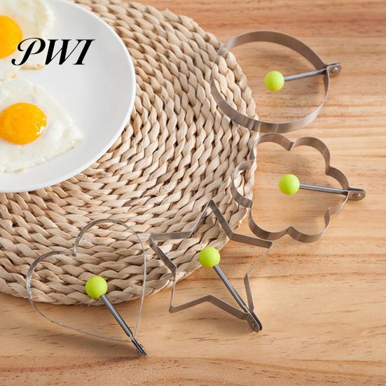 Durable Egg Mold 5Pcs Ring Easy to Clean Creative Round Heart Rust-proof Shapes Stainless Steel Frying for Home Kitchen Dishwasher Safe