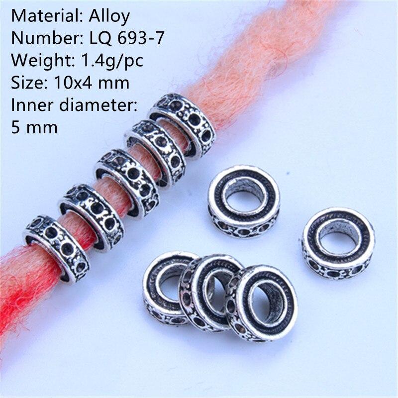 5pcs/bag Silver Metal Hair Rings Braid Dreadlocks Bead Hair Cuffs Dread Tube Charm Dreadlock for DIY Hair Accessaries