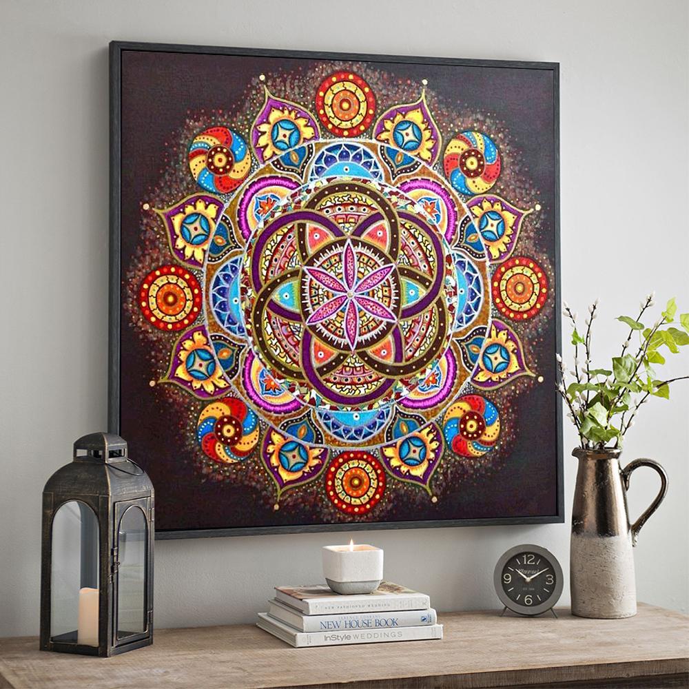Алмазная картина Мандала Полная вышивка квадратная алмазная вышивка Цветочная вышивка Мозаика из бисера 5D DIY Искусство Декор стены