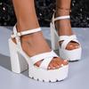 High Heel Thick Heel Waterproof Platform Platform Platform Sandals Fish Mouth White Muffin Mold Cheongsam Catwalk Performance Women's Shoes