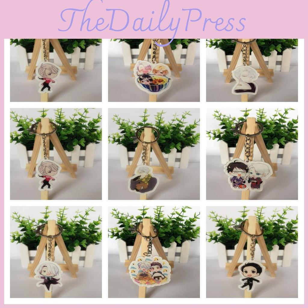 Популярное аниме Юри!! Виктор Кацуки Юрий Плисецкий Акриловый Брелок Брелок Подарок 100% Новый Высокое Качество 5 см Тема Фигурного Катания