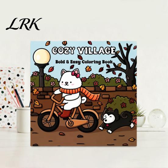 Thick Paper Coloring Pads Cozy Village Book, Thickened Cotton Pulp Paper, Stress Craft Supplies for Spare Time Relief Portable Creative Art