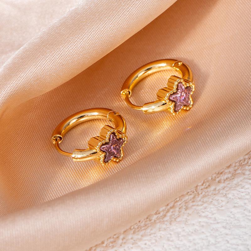 Высококачественные серьги-звезды из нержавеющей стали с винтажными изумрудами и цирконами