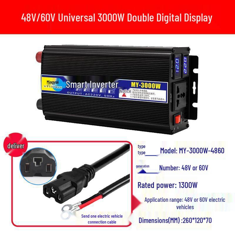 High-Power Electric Vehicle Inverter 48V-72V to 220V Universal Battery Converter