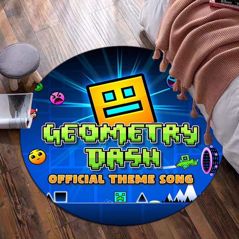 Geometry Dash: Dance To The Beat Round Rug for Livingroom,Bedroom, Palyroom, Chair Rug, Area rug, Circle Carpet, Fan Christmas gift