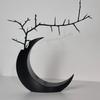 3D Printed Dried Flowers Vase Black White Gothic Moon Vase Artificial Flower Pot  Home Decor