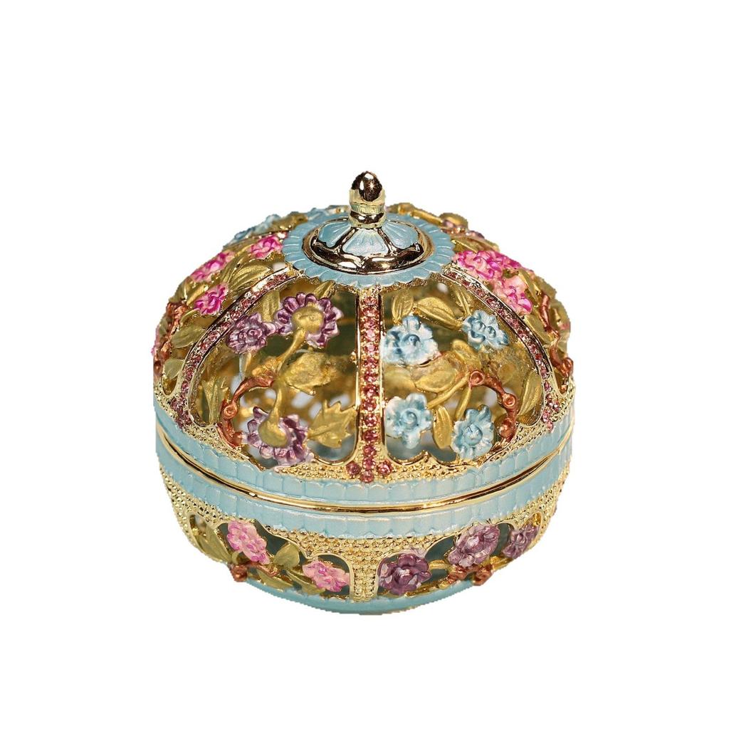 Европейский стиль Эмалевая шкатулка для украшений Металл, инкрустированный бриллиантами Расписанная вручную Хранение украшений Шкатулка для колец Уникальный Семь сокровищ Перегородчатая эмаль