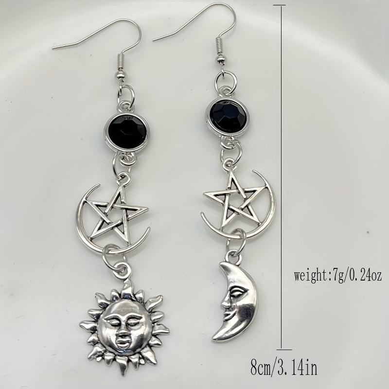 Солнце и Луна, дизайн пентаграммы, висячие серьги, богемный элегантный стиль, ювелирные изделия из сплава, модный женский подарок, туристический сувенир