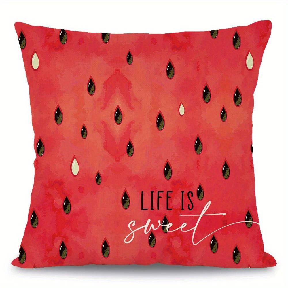 Home Decor Summer Vibes And Watermelon Sweetness Pattern Cushion Cover Suitable For Sofa Bedroom Car Pillow Cover