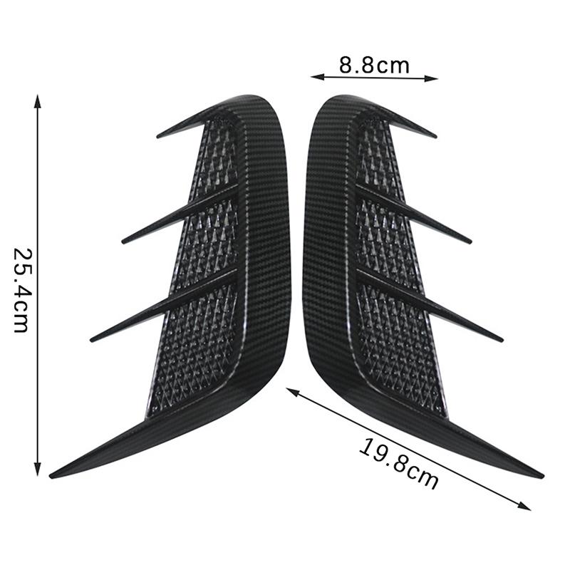 1 Pair Car Body Decoration Universal Carbon Fiber Pattern Soft Front Bumper Side  Air Flow Vent Cover Diy Accessories