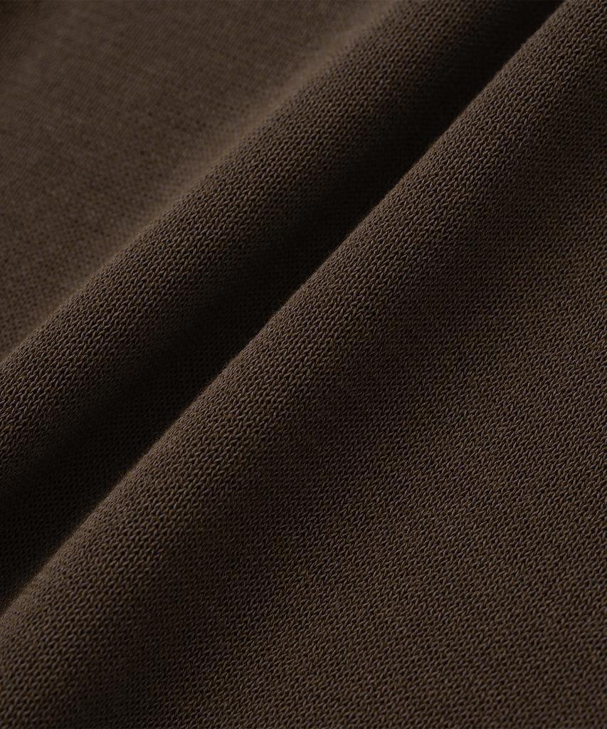 KNITTED Shellon Cooling Single Crop Henley Neck Knit Brown