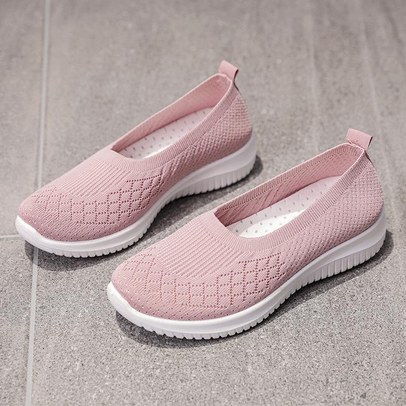 Летние дышащие женские повседневные туфли с неглубоким воротом, легкие туфли с мягкой подошвой, прогулочные туфли большого размера с одной педалью