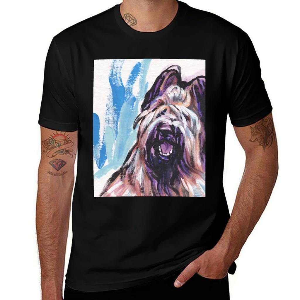 Briard Dog Bright Colorful Pop Dog Art Tshirt Lightweight Casual Summer Tshirt
