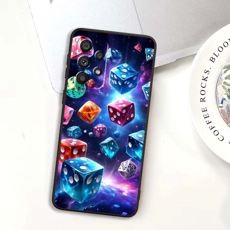 Креативные узоры игральных карт Для Samsung A73 A72 A71 A55 A54 A53 A52 A51 A13 A22 A16 A15 A12 A14 A26 A07 5G Черный чехол для телефона