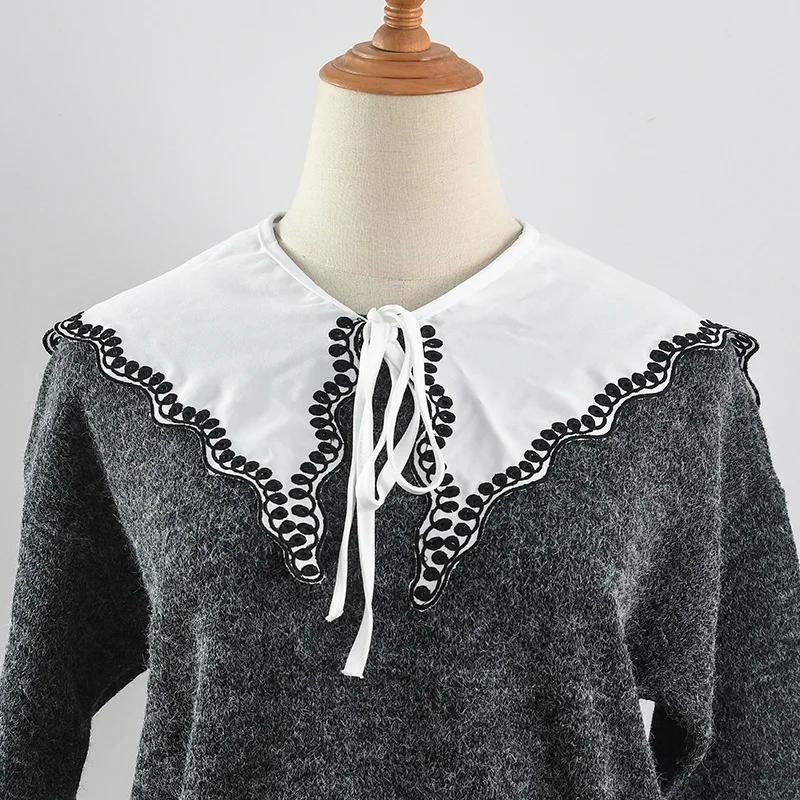 Women White Chiffon Fake Collar Scarf Shawl for Female Shoulders Wraps Cape Removable Bowknots False Collar