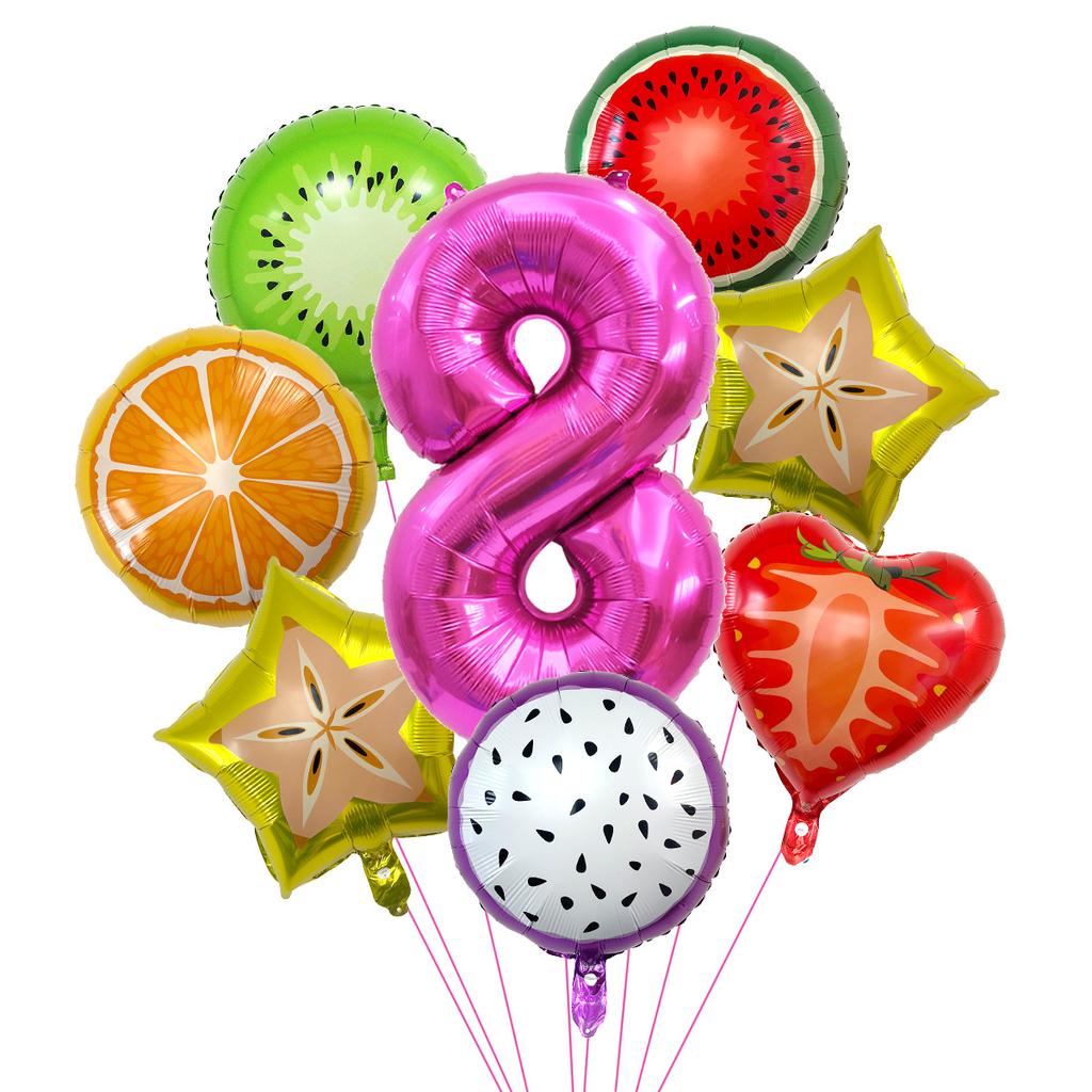 Fruit Theme Party Watermelon Orange Aluminum Film Balloon Set Children'S Birthday Party Arrangement