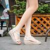 2025 Summer Clear Heels Comfort Shoes for Women Luxury Sandals Clogs Wedge Large Size Muffins Shoe Suit Female Beige Low Fashion