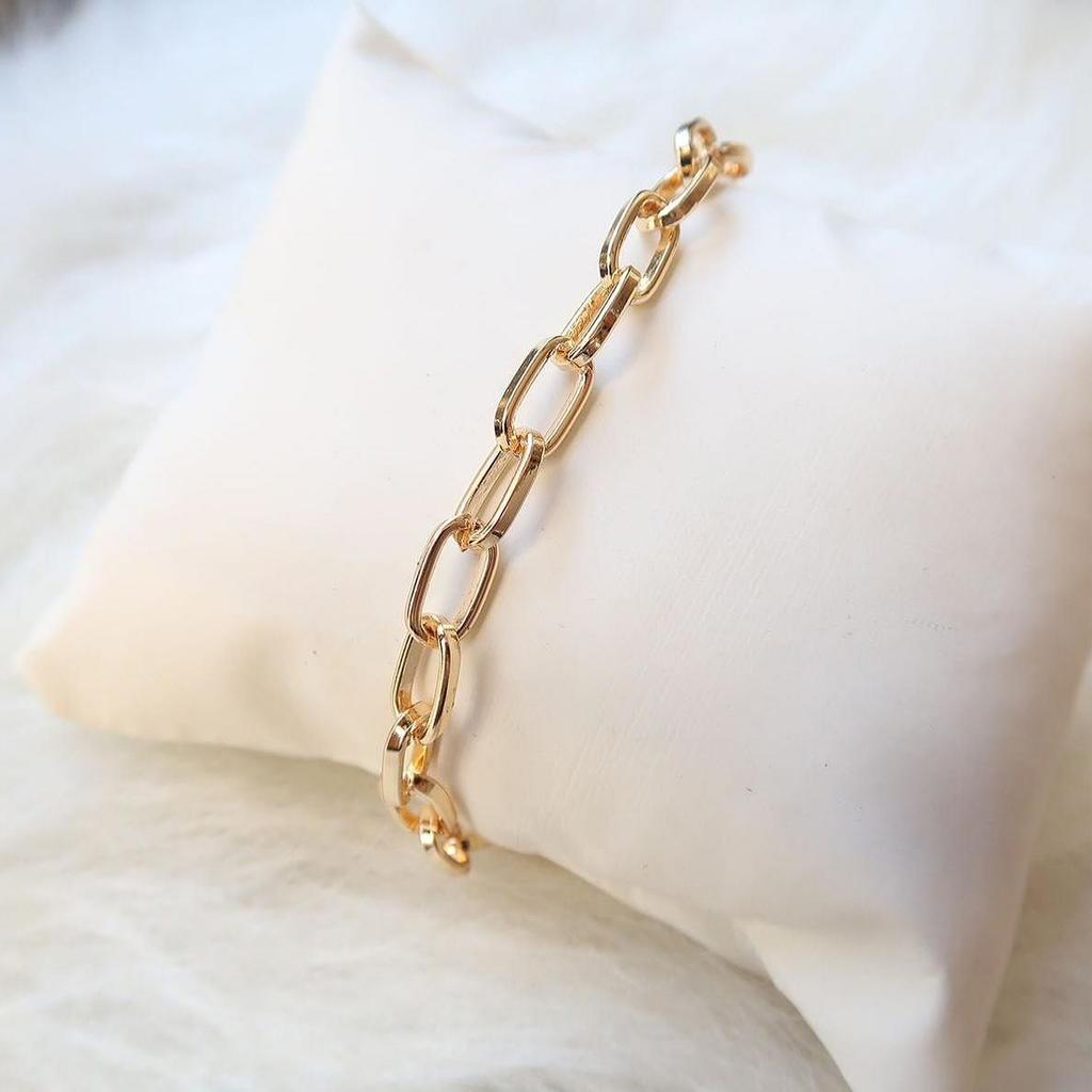 Унисекс Позолоченный Элегантный овальный прямоугольный браслет-цепочка Ювелирный аксессуар Подарок Мода