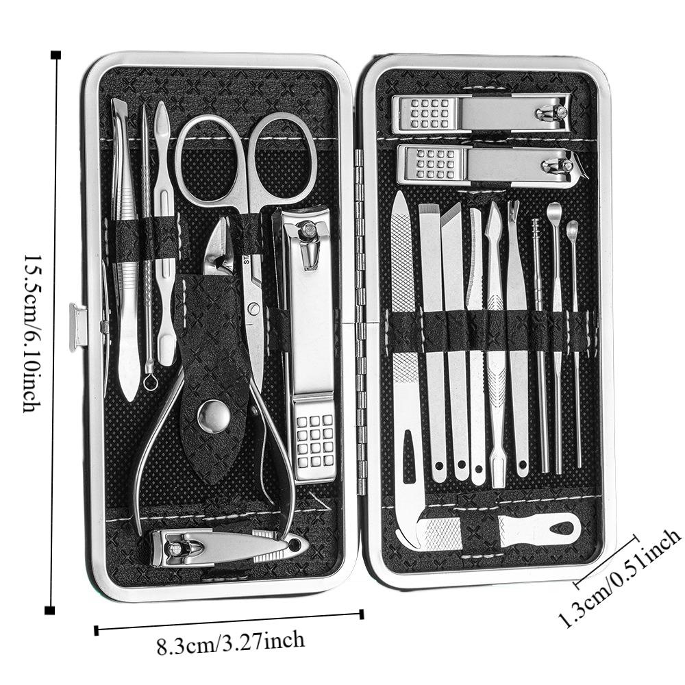 19Pcs Stainless Steel Nail Clippers Set Home Nail Care Kit Creative Manicure Kits Gift