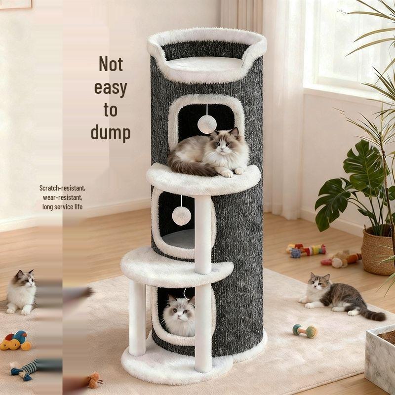 Всесезонный домик-когтеточка для кошек: Многослойная теплая износостойкая конструкция с когтеточкой и отверстием-домиком.