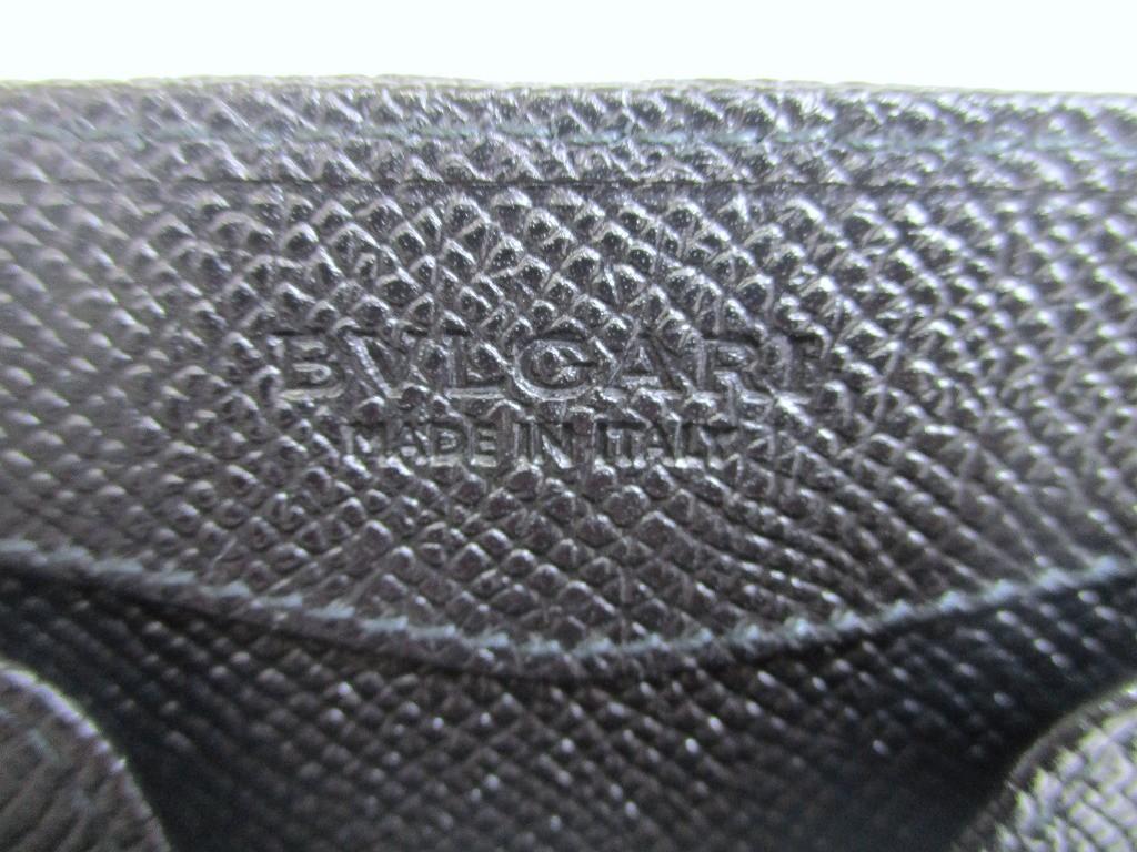 Authentic BVLGARI Black Leather Logo Clip Coin Purse #a895  Refurbished