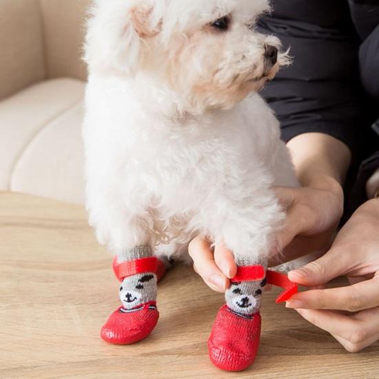 4 шт. обувь для собак водонепроницаемые сапоги для домашних животных для зимних прогулок по снегу противоскользящие защитные накладки на лапы для маленьких средних и больших собак