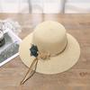 For Travel Woven Summer Beach Sunshade Hat Sun Hat Flower Straw Hat Panama Style Hat