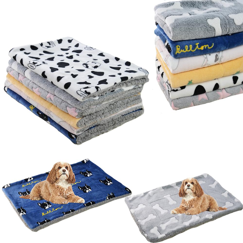 Коврик для кровати для домашних животных Ультрамягкий моющийся коврик для кровати для домашних животных для маленьких, средних и больших собак Двусторонний флисовый ящик для собак Коврик для питомника Кошачья кровать Фланелевое толстое одеяло