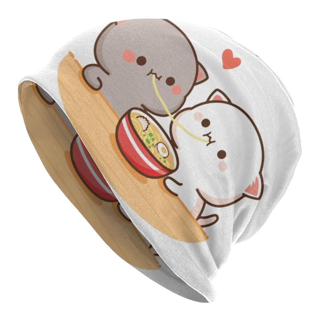 Женская шапка-бини с напуском персикового цвета на заказ, унисекс, милые моти, кот, хиппи, вязаные шапочки Skullies, шапка для уличных лыж