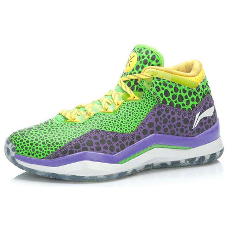 LiNing WOW 3 Way Of Wade 3 All-Star Амортизирующие Нескользящие Покрытие Средняя Высота Баскетбольные Кроссовки Мужские Зеленый Фиолетовый ABAJ013-30